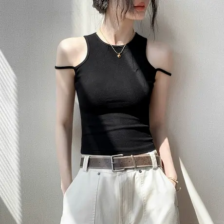 法式黑色背心女夏外穿2025夏季新款高级修身内搭显瘦高级无袖上衣商品大图