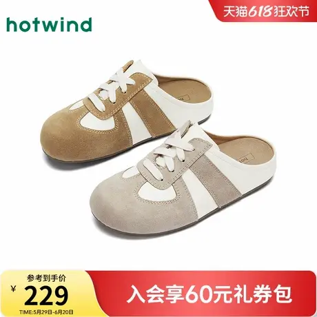 热风德训鞋半拖2025年秋季新款一脚蹬休闲鞋百搭包头拖鞋女鞋子商品大图