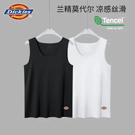 Dickies莫代尔背心男士2025新款夏运动冰丝无袖坎肩白色男款薄款商品大图