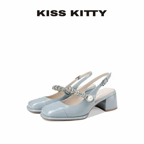 KISSKITTY包头凉鞋女2025新款夏季法式粗跟高跟玛丽珍单鞋配裙子商品大图