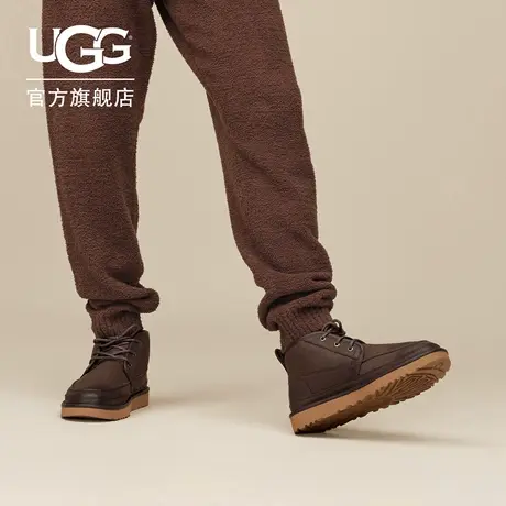 UGG秋季新款男士时尚舒适保暖系带纯色平底休闲雪地靴短靴1171112图片