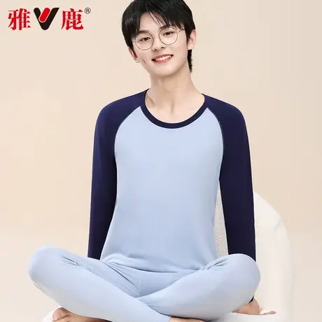 雅鹿男士保暖内衣套装秋衣秋裤纯棉2025新款青少年学生打底衫套装商品大图