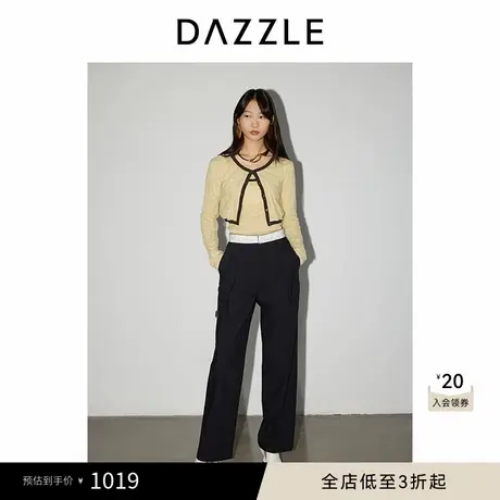 DAZZLE地素奥莱 裤春秋季女装拼接阔腿西装长裤商品大图