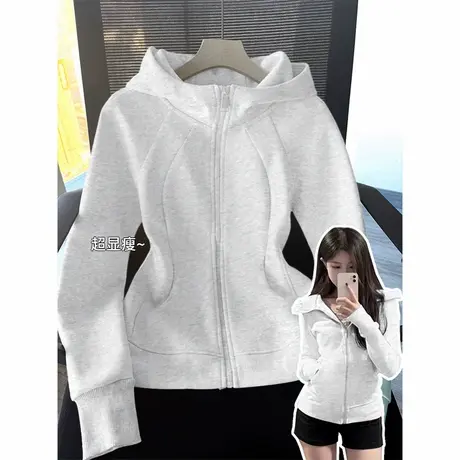 KV真维斯开衫卫衣女秋季修身连帽高级感2025新款女生运动收腰外套商品大图