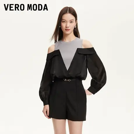 【来了就好】Vero Moda上衣女25春新拼接露肩网纱上衣325251004商品大图