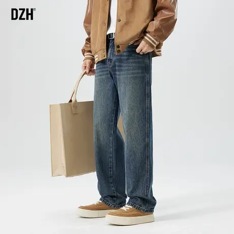 青少年蓝色直筒牛仔裤男春秋款老爹裤大码裤子2025新款男裤阔腿裤商品大图