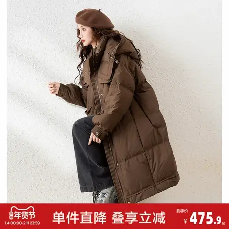 唐狮新款冬装女休闲长款羽绒服冬季韩版chic90绒保暖外套cq商品大图