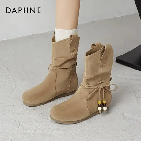 达芙妮堆堆短靴女2026新款春秋巨好看美拉德西部牛仔靴勃肯马丁靴商品大图