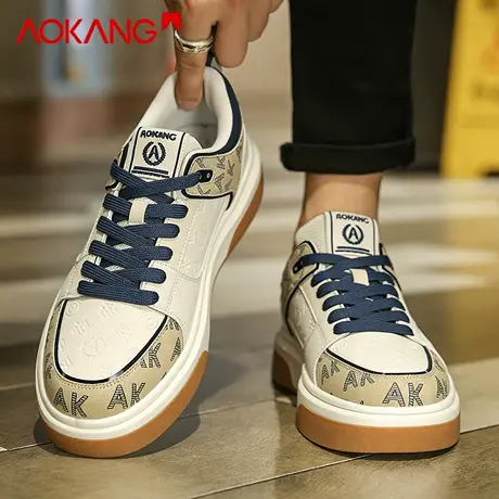 奥康男鞋2026新款冬季休闲百搭板鞋青少年男款厚底增高运动小白鞋商品大图