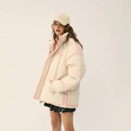 设计感星星棉服女冬季2023新款加厚外套潮牌复古宽松oversize棉衣图片