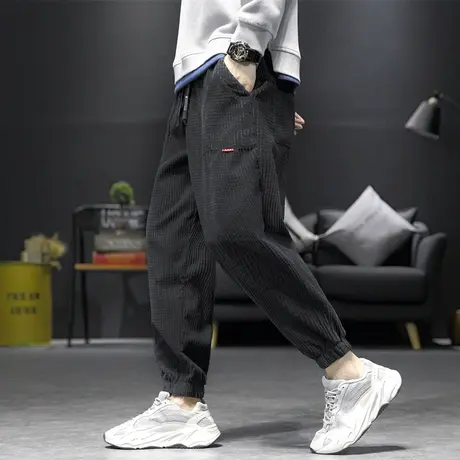 秋冬季灯芯绒裤子男款加绒加厚休闲卫裤宽松束脚保暖潮流男士长裤商品大图