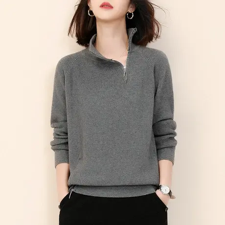 新品8.5折】设计感时尚立领毛衣休闲百搭加厚打底衫女图片