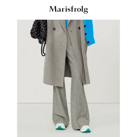 【质感休闲系列】玛丝菲尔冬季新款千鸟格微喇显瘦休闲裤商品大图