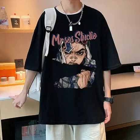 美式高街短袖t恤男夏季潮流体恤港风纯棉ins潮牌半袖设计感上衣服商品大图