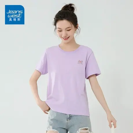 真维斯短袖女2023年新款ins风学生打底T恤设计感小众潮流上衣商品大图