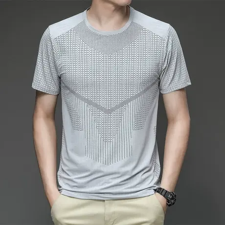 男士冰丝短袖T恤男夏季薄款宽松男款透气t血网眼镂空半袖男装夏装商品大图