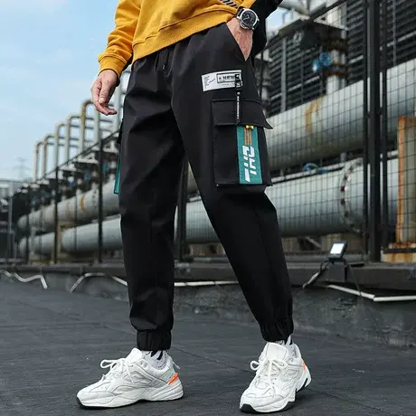 男士工装裤春秋季韩版潮流青少年初中高中学生潮牌束脚休闲长裤子商品大图