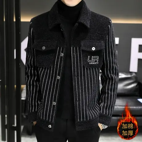 秋冬季2023新款金貂绒工装夹克男士保暖外套韩版痞帅轻熟风上衣潮商品大图