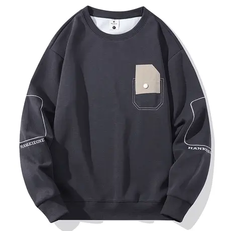 卫衣男加绒圆领潮流2023秋冬季新款休闲加厚保暖打底衫长袖t恤男商品大图