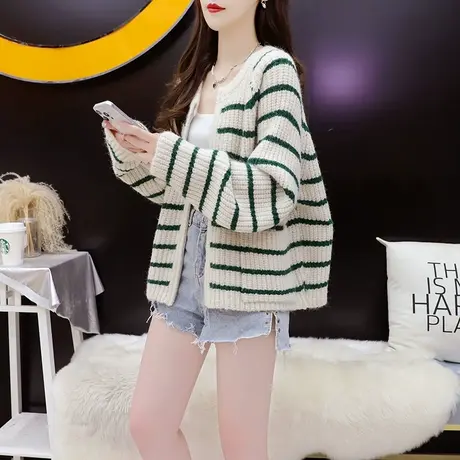 短款小个子毛衣开衫女2024新款春季宽松慵懒风网红百搭针织外套图片