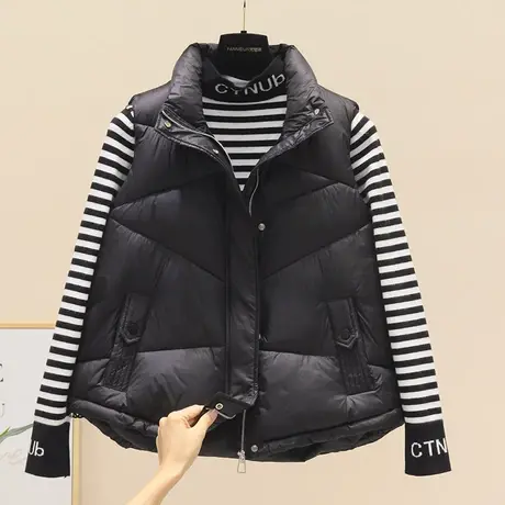 休闲外穿女士马甲2023秋冬新款百搭羽绒棉背心小个子时尚坎肩马夹图片