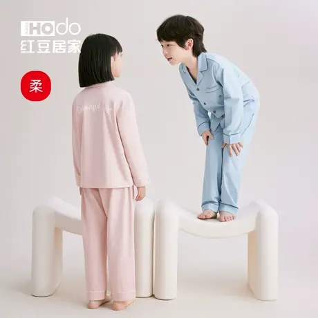 【柔柔棉】红豆儿童睡衣女孩春秋款长袖夏外穿亲子男童家居服套装商品大图