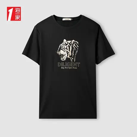 海一家时尚动物印花短T夏季个性舒适休闲男士短袖T恤图片