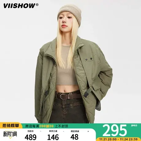 VIISHOW日系复古工装棉衣男女同款冬季宽松加厚外套保暖休闲棉服商品大图