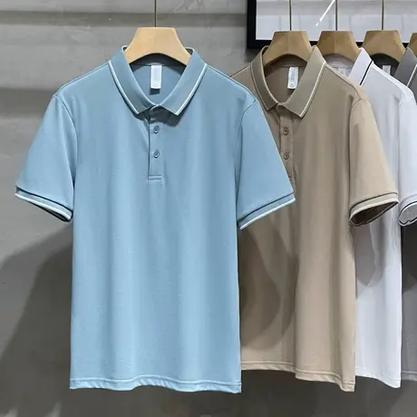 珠地棉翻领t恤男士短袖polo衫商务潮牌男装高级感衣服男夏季薄款商品大图
