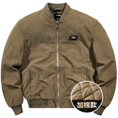 VIP冬季棉服男新款灯芯绒外套大码飞行员夹克复古棒球服加厚棉衣商品大图