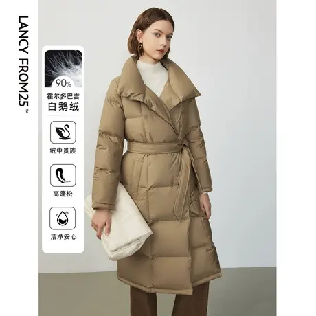 朗姿霍尔多巴吉白鹅绒高级感立领长款羽绒服外套女2023年冬季新款商品大图
