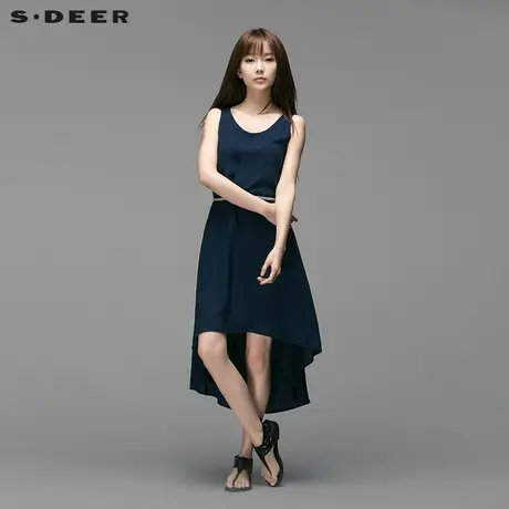 【新品】sdeer圣迪奥2017夏装女纯色气质优雅连衣裙S14281288图片