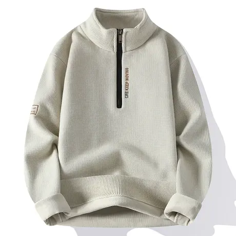设计感半拉链毛衣男秋冬款加绒加厚针织衫男打底衫青少年保暖线衣商品大图