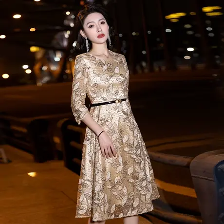 晚礼服女结婚洋气年轻高级感高贵婚宴妈妈喜婆婆装婚礼连衣裙秋季图片