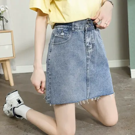 唐狮半身裙女2023新款夏季a字裙包臀群显瘦高腰短裙子牛仔半身裙图片