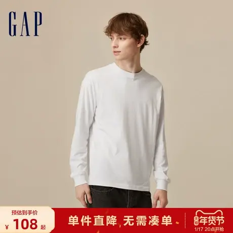【断码优惠】Gap男女装秋季纯棉休闲长袖T恤廓形上衣情侣装773161图片