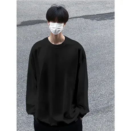 美式正肩400g重磅卫衣男士秋季穿搭基础款纯棉长袖T恤内搭打底衫图片