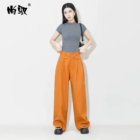 焦糖时尚潮流西裤直筒裤女秋冬新款修身显瘦拖地裤百搭淑女阔腿裤商品大图