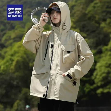 【男女同款】罗蒙户外连帽冲锋衣夹克2024春季新款登山外套衣服女商品大图