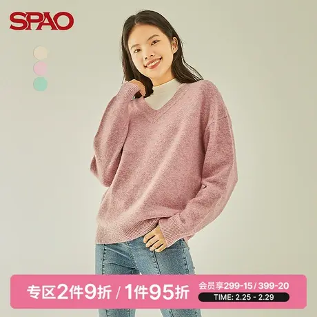 SPAO 女士毛衣春季新款V领宽松套头毛衣SPKWB4TS21商品大图