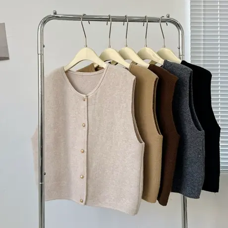 享永子【小金豆马甲】法式复古百搭温柔针织开衫叠穿内搭坎肩背心图片