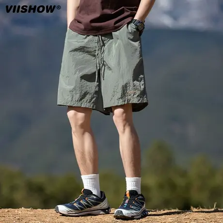 VIISHOW针织抽绳短裤男国潮牌夏季宽松弹力美式街头休闲五分裤男商品大图