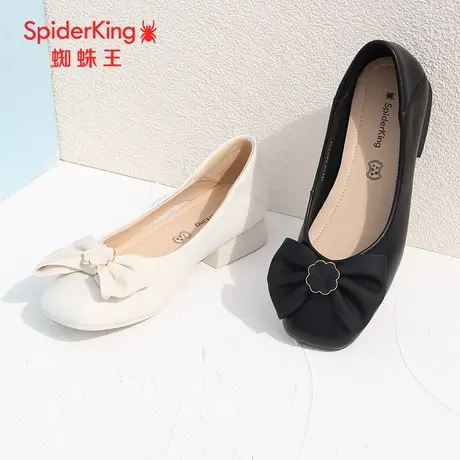 SPIDER KING/蜘蛛王皮鞋女真皮2023春夏商场新款单鞋蝴蝶结工作鞋商品大图