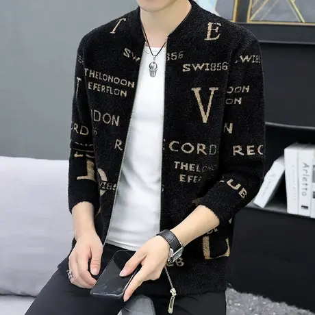 春秋季V领开衫男士长袖毛衣韩版针织衫外穿休闲百搭潮流男装外套商品大图