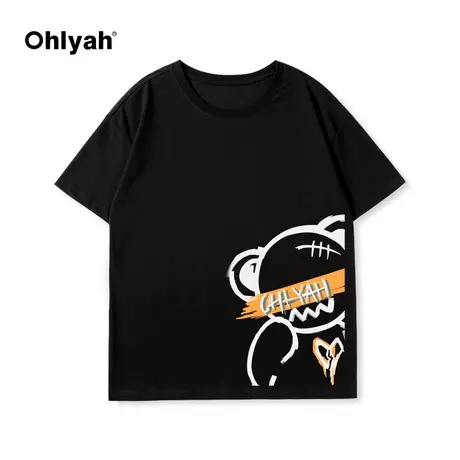 Ohlyah潮牌时尚卡通小熊短袖t恤女夏季2023年新款宽松打底衫上衣商品大图