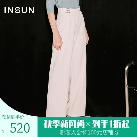 [国风系列]恩裳COVER2023秋装新款盘扣简约直筒裤垂感抗皱阔腿裤商品大图