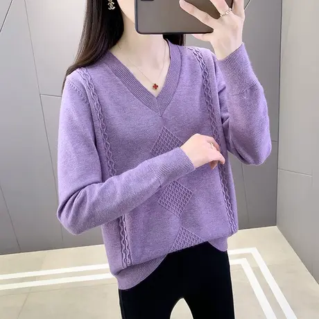 春装2023年女装v领毛衣女春秋针织衫洋气显瘦爆款时尚洋气打底衫商品大图