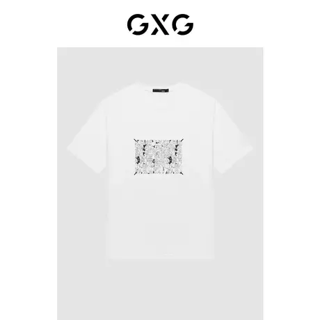 GXG男装 时尚涂鸦印花撞色潮流个性情侣T恤短袖男清仓款商品大图
