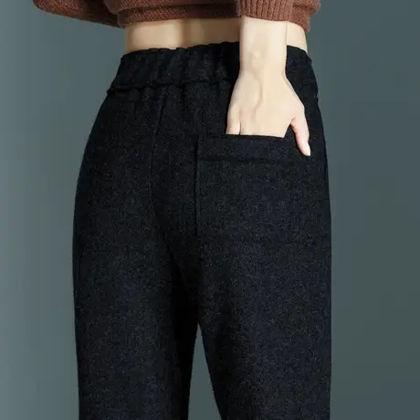 加厚九分毛呢裤女秋冬2023新款妈妈裤子羊毛加绒女裤萝卜裤哈伦裤商品大图