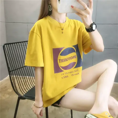 2023年夏季新款短袖圆领白色t恤女宽松学生韩版半袖体恤上衣潮ins图片